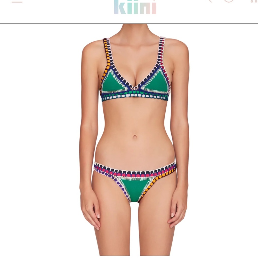Kini Clo green bikini top and high waisted bottom